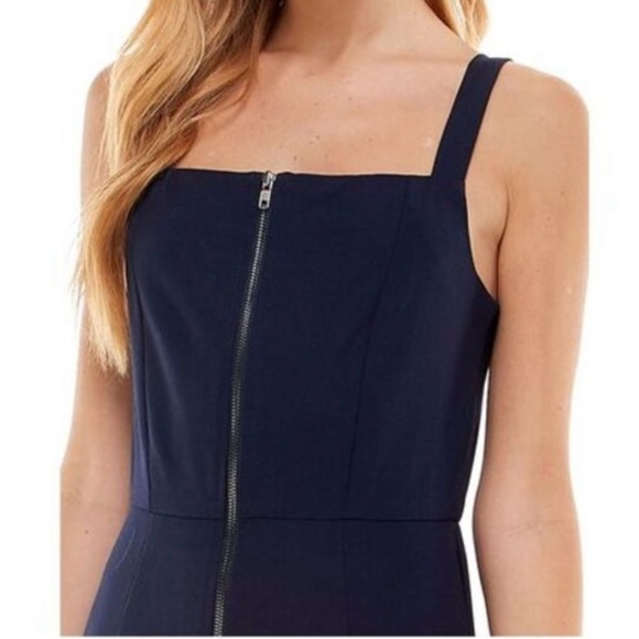 Kingston Blue Asymmetrical Sheath Dress Square Neck Sleeveless - Picture 3 of 7